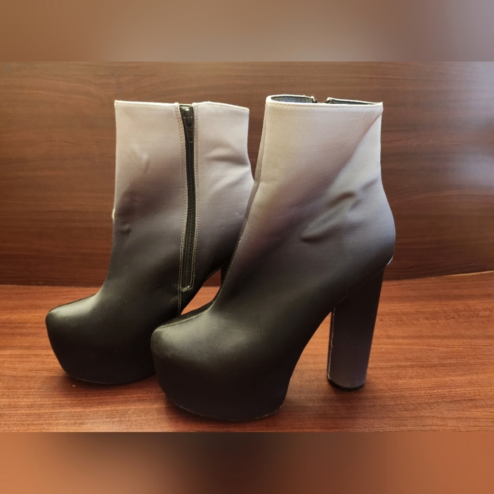 DOLLSKILL Lemon Drop Black to Grey Gradient Platform Boots